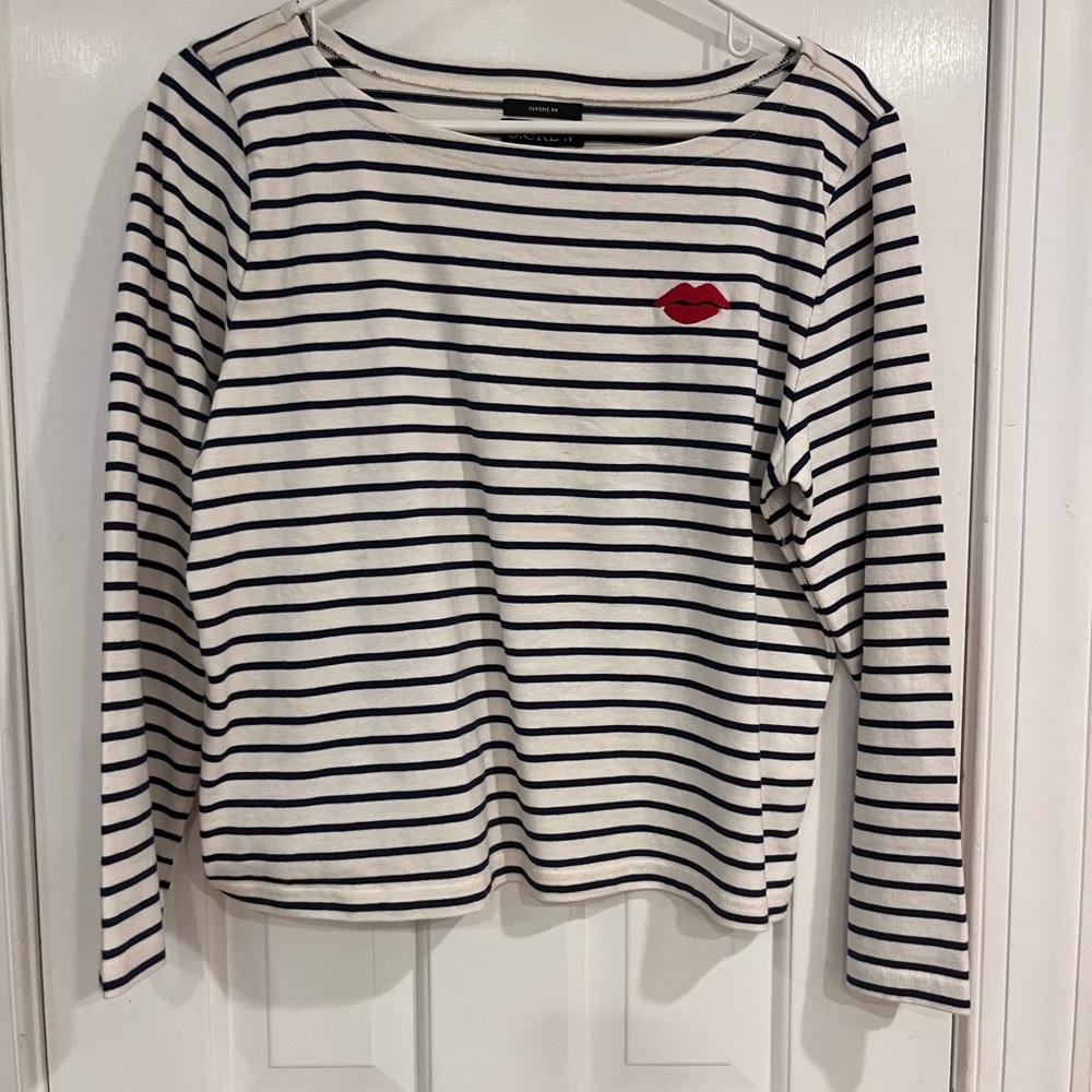 Select items BOGO free! 
Striped Long Sleeve Shirt with Red Lip Patch